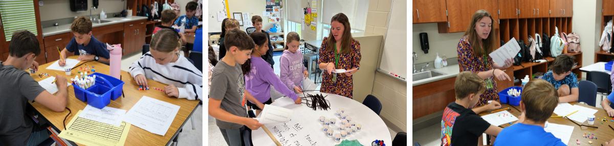 three photos from Miss Ballitch's classroom math instruction